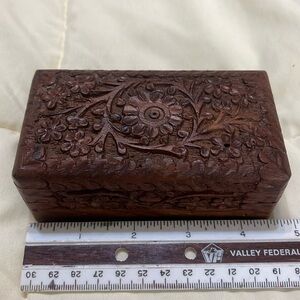 Floral Rosewood Trinket Box, Made in India see pictures for size, $$ negotiable